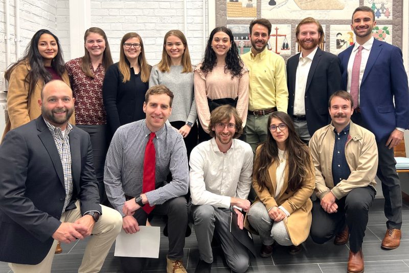 Just over half of the Environmental Planning Studio students were able to attend the final presentation (front row, from left: David Brown, Jason Schwartz, Mark Goldberg-Foss, Olga Perez Pelaez, and Chris Evans; back row, from left: Mirna Wassif, Amy Lynne Denny, Samantha Lockwood, Hannah Cacner, Allison Ulaky, Aaron Bethencourt, William Redmon, and Silas Sullivan).