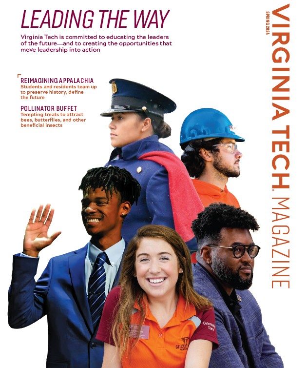 Spring 2024 magazine cover features the faces of five students